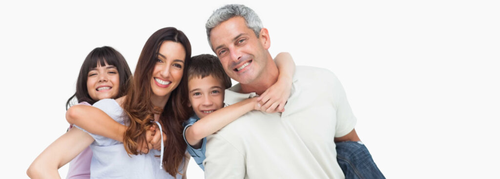 Smiling Family over a white background